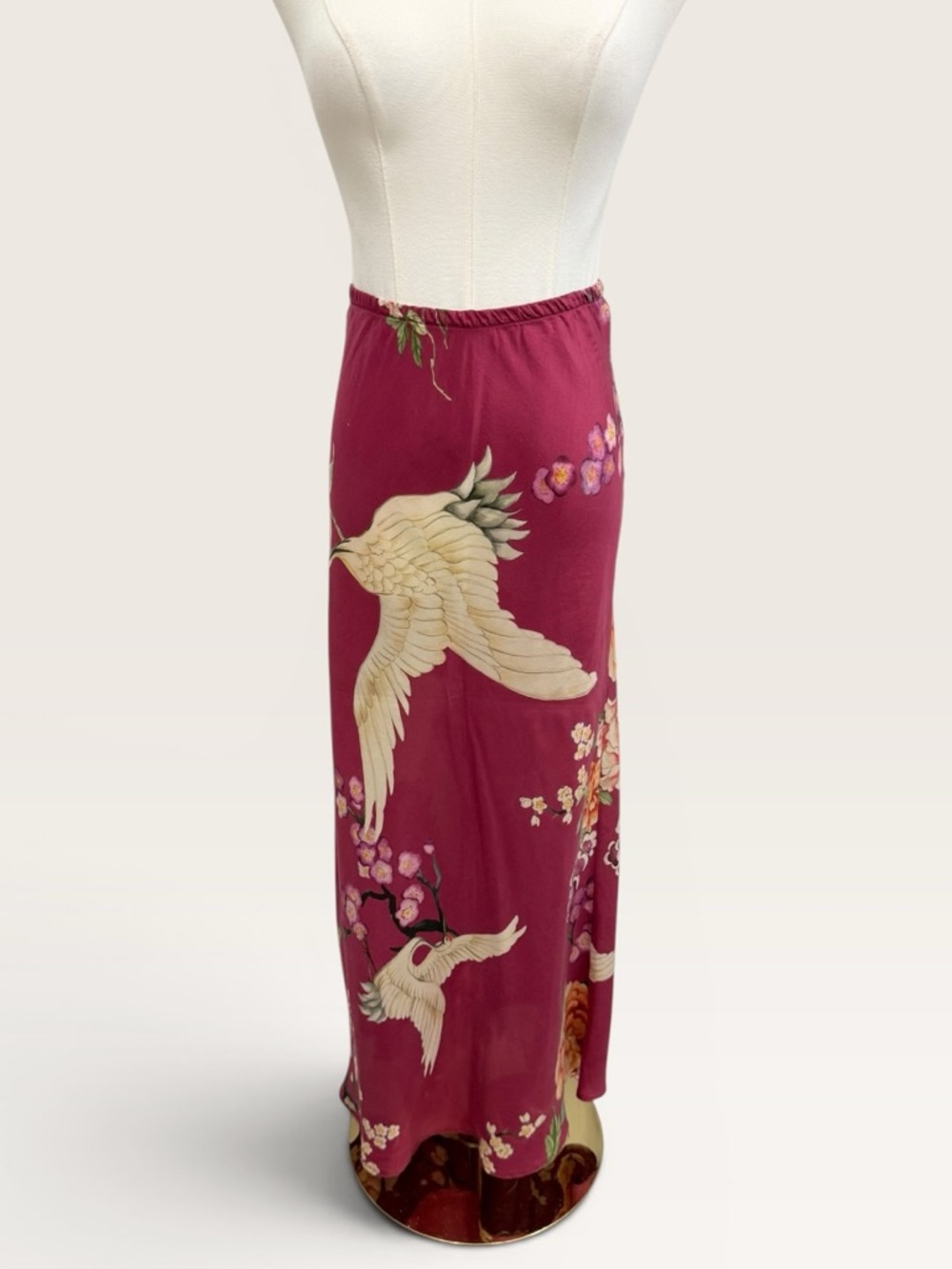 Bryn Walker NWT XXS Burgundy Silk Crane Floral  Print Skirt & Top Set $360 - Picture 8 of 16